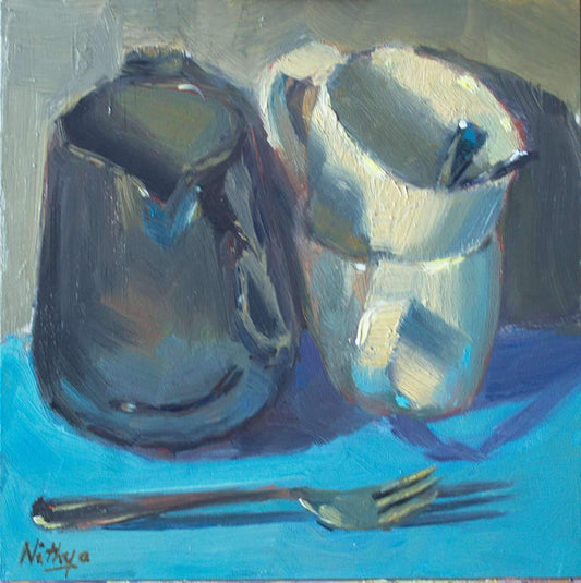 Small  Oil Painting - Black and White Series - 14