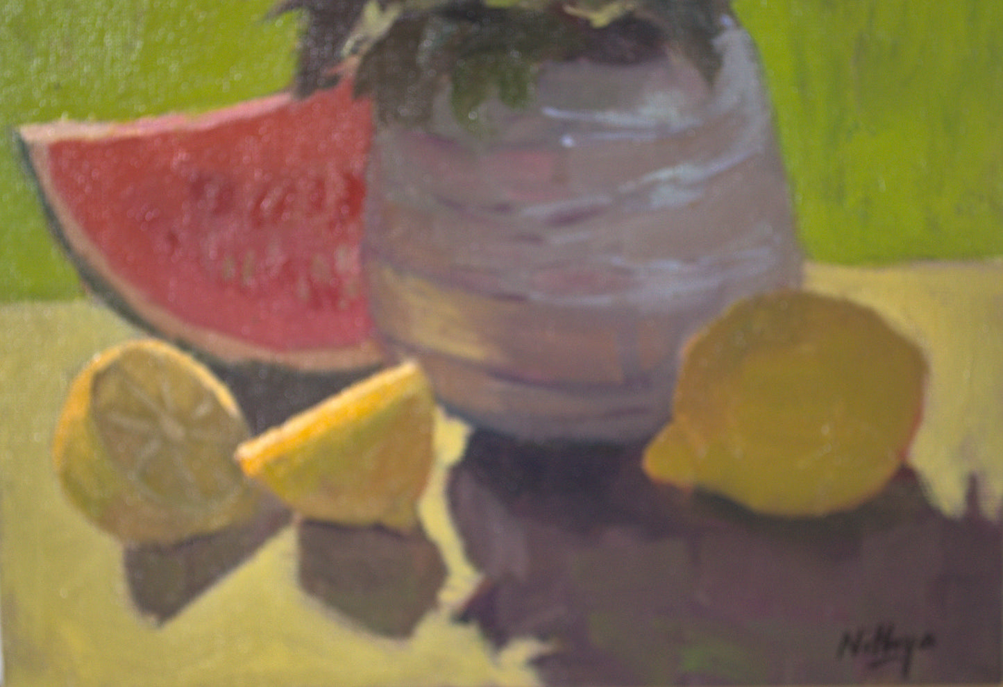 Original Oil Painting - Watermelon in the sun