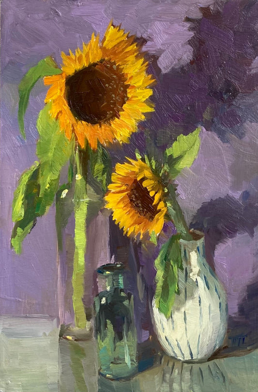 Sunflower Series 2 - Original Stilllife Painting, 8 by 12 inches