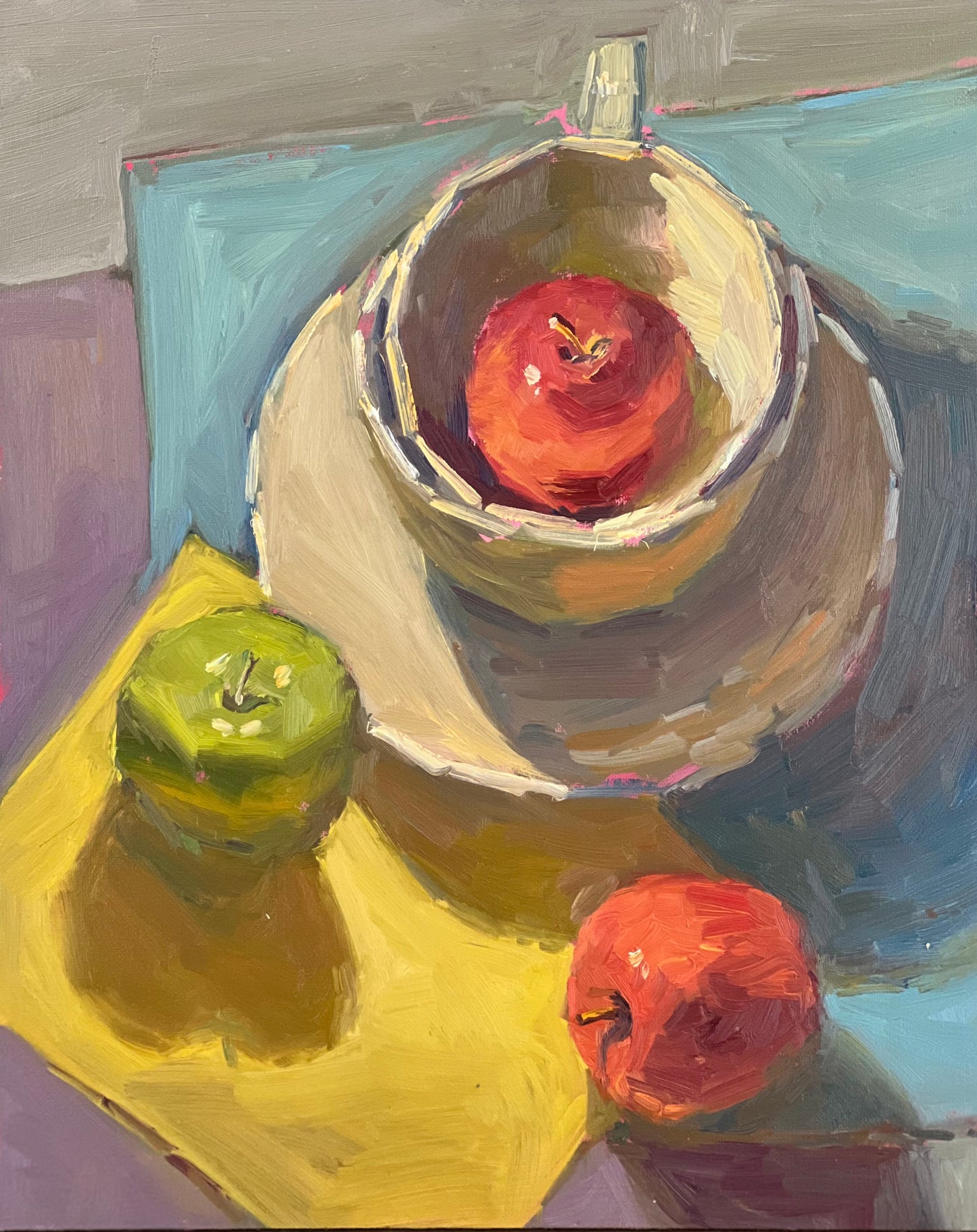 Still Life Oil Painting - Apples and Cup Series 5
