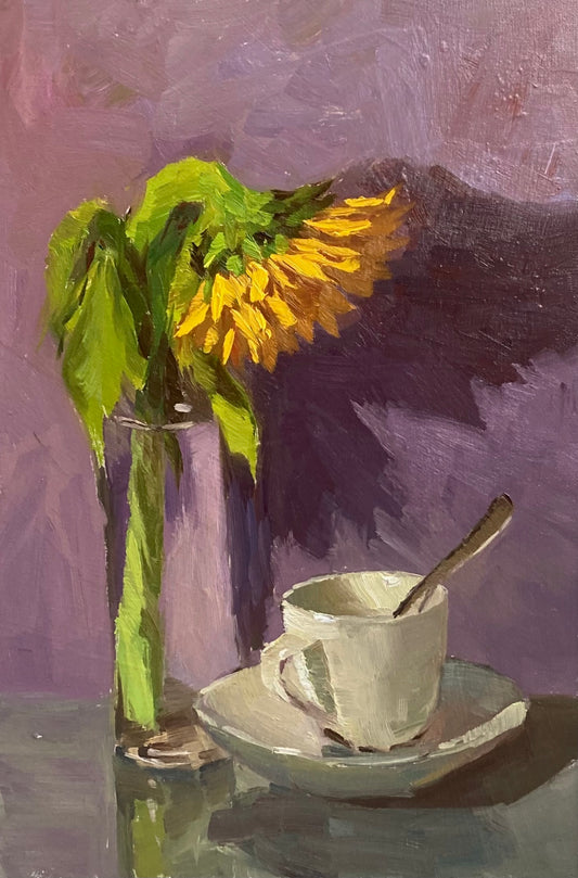 Sunflower Series 1 - Original Stilllife Painting, 8 by 12 inches