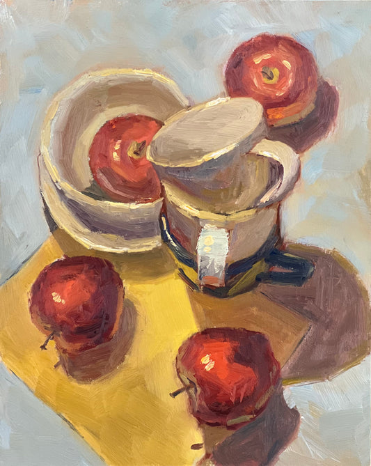 Still Life Oil Painting - Apples and Cup Series 6