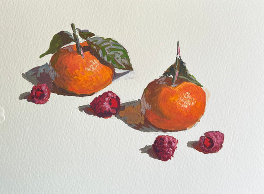 Gouache Painting - Oranges and Berries