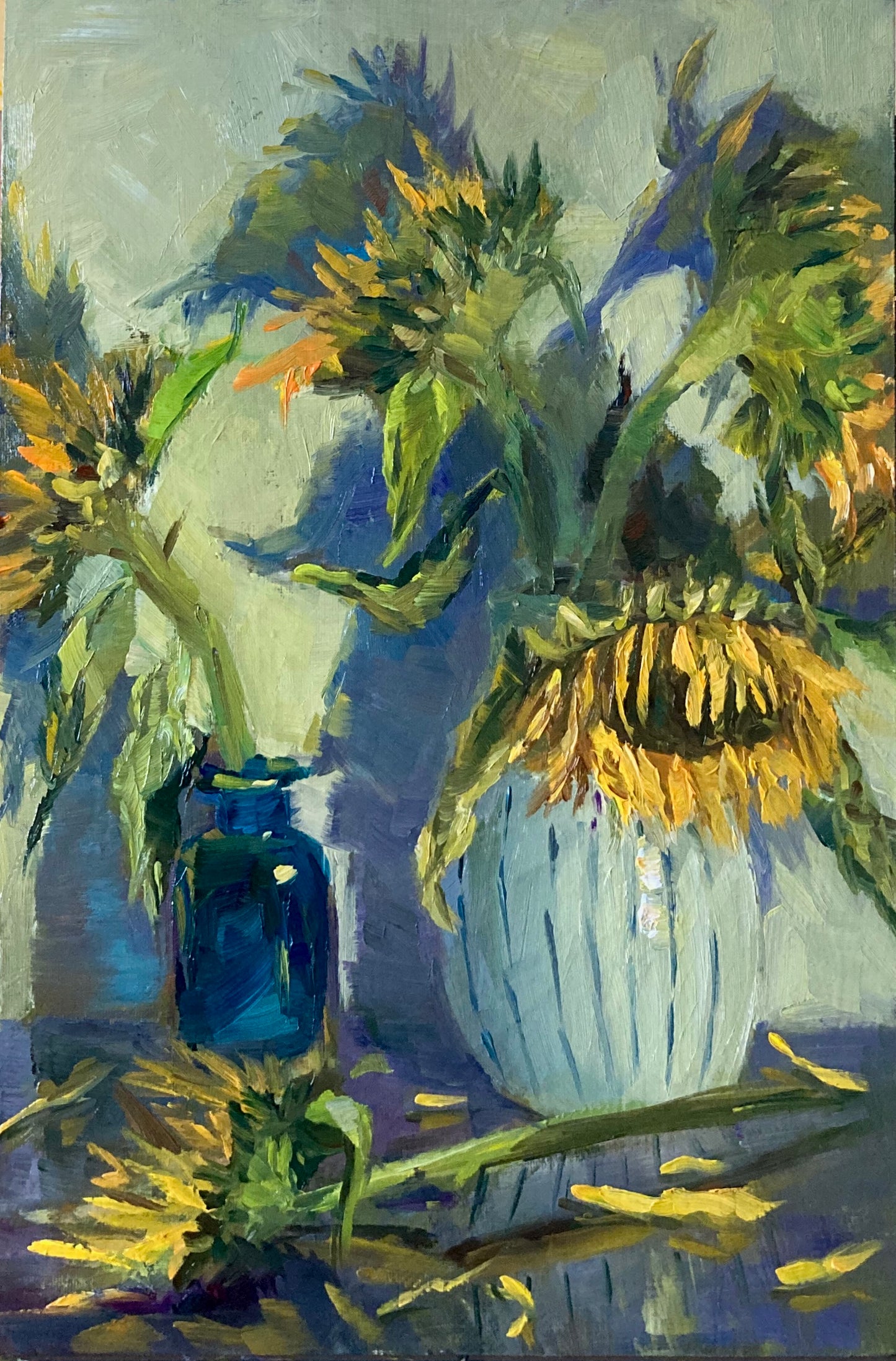 Sunflower Series 30 - Original Stilllife Painting, 8 by 12 inches