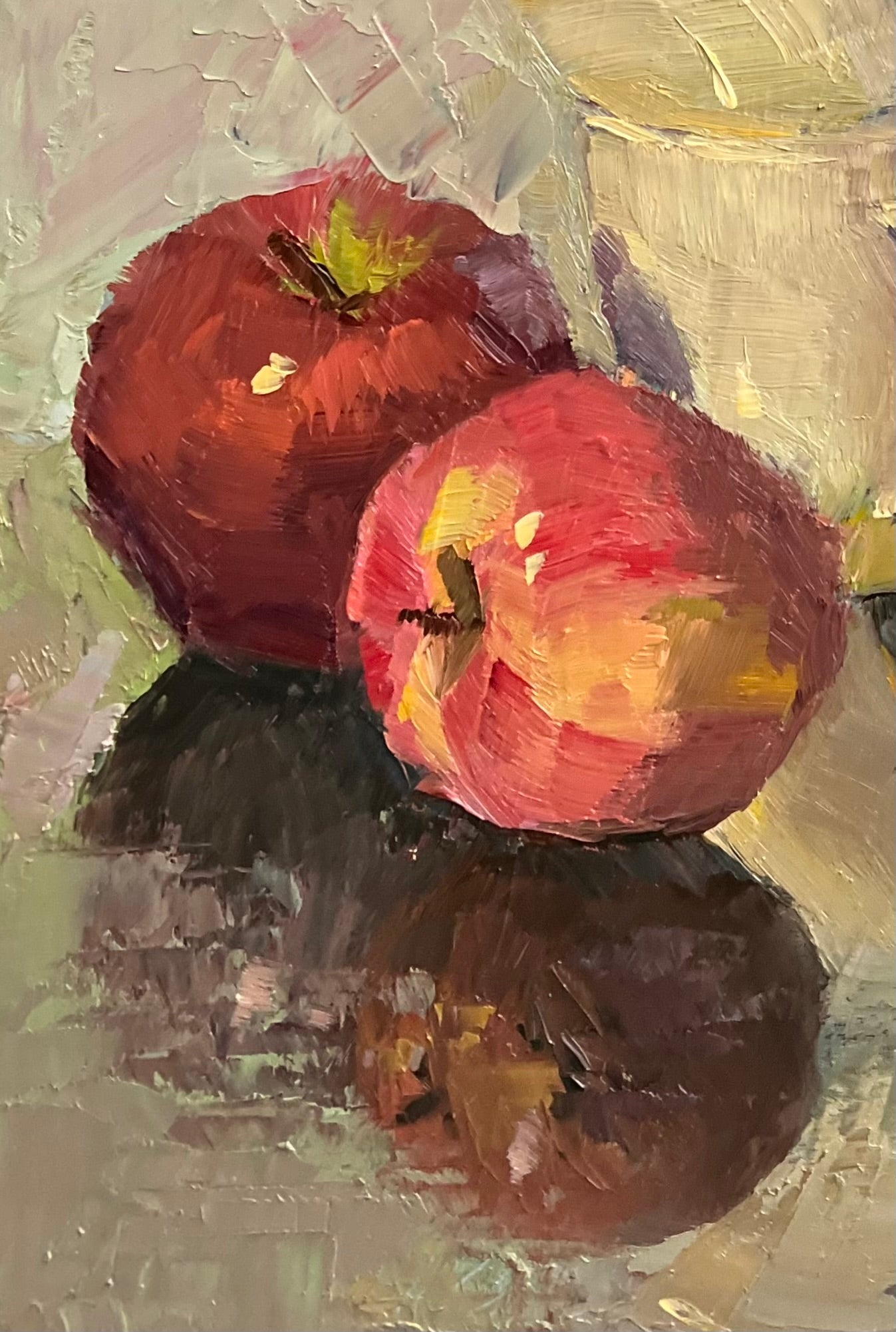 Apples and Cups - Small Original Oil Painting