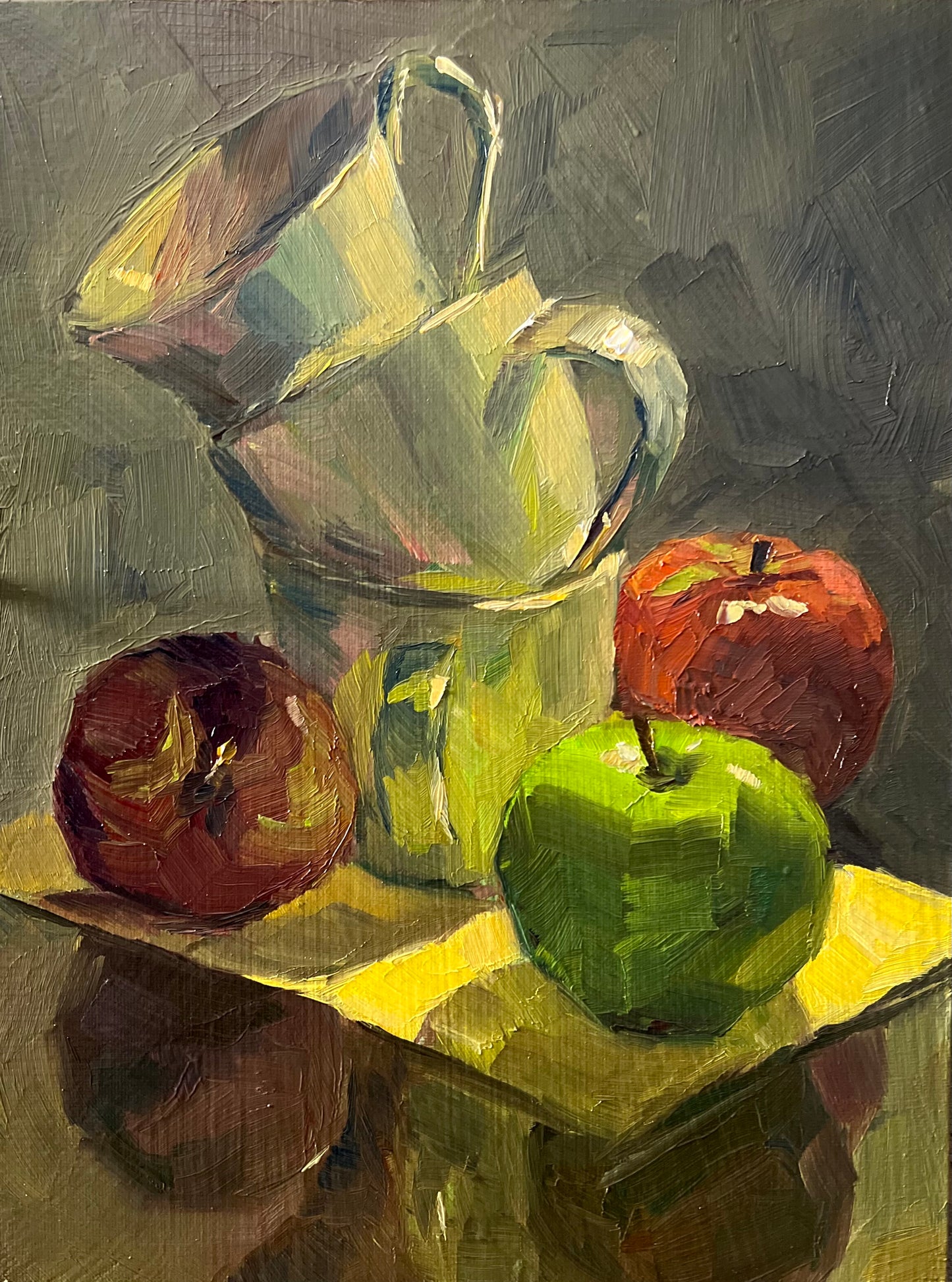 Backlit Apples - Small Original Oil Painting