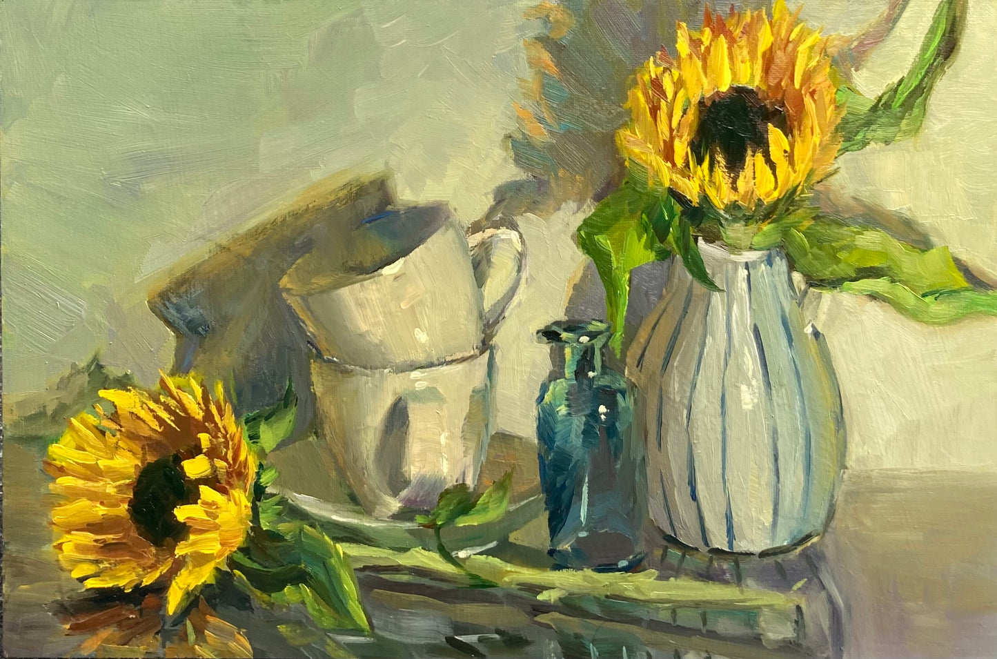 Sunflower Series 16 - Original Stilllife Painting, 12 by 8 inches