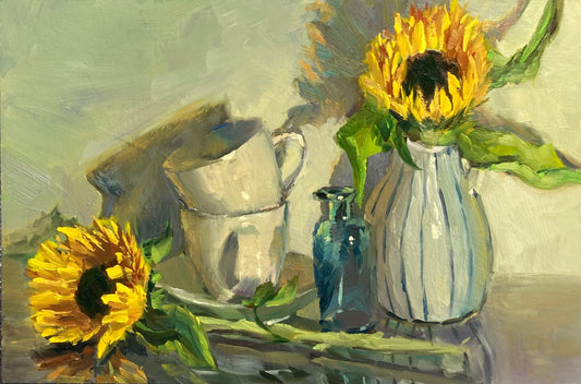 Sunflower Series 16 - Original Stilllife Painting, 12 by 8 inches