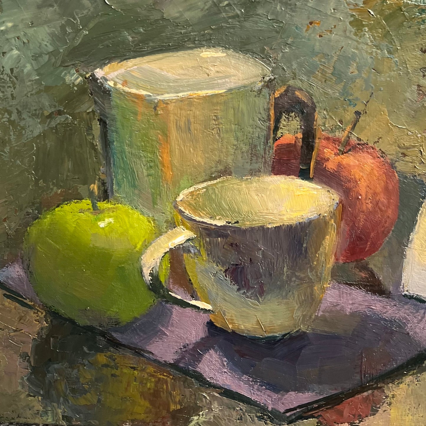 Apples and Cups - Original Still Life Oil Painting