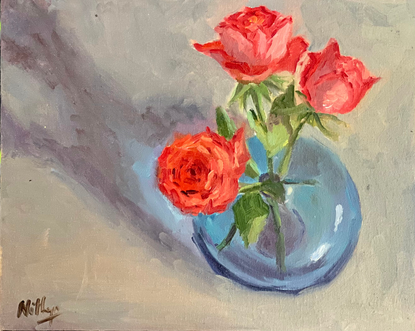 Roses from the top - Original Oil Painting