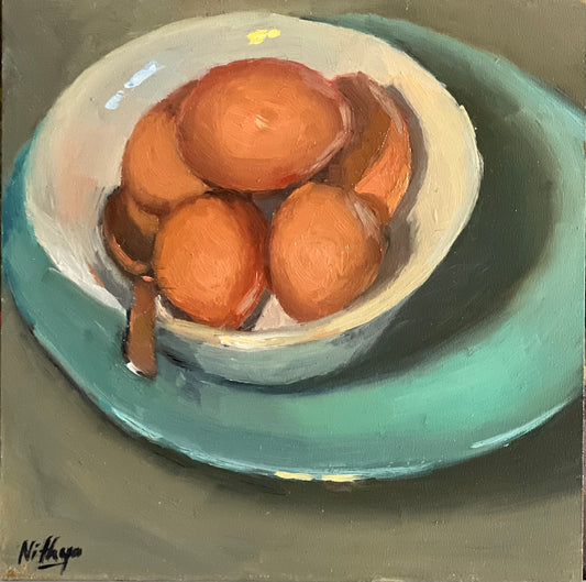 Small Painting - Eggs in a Bowl