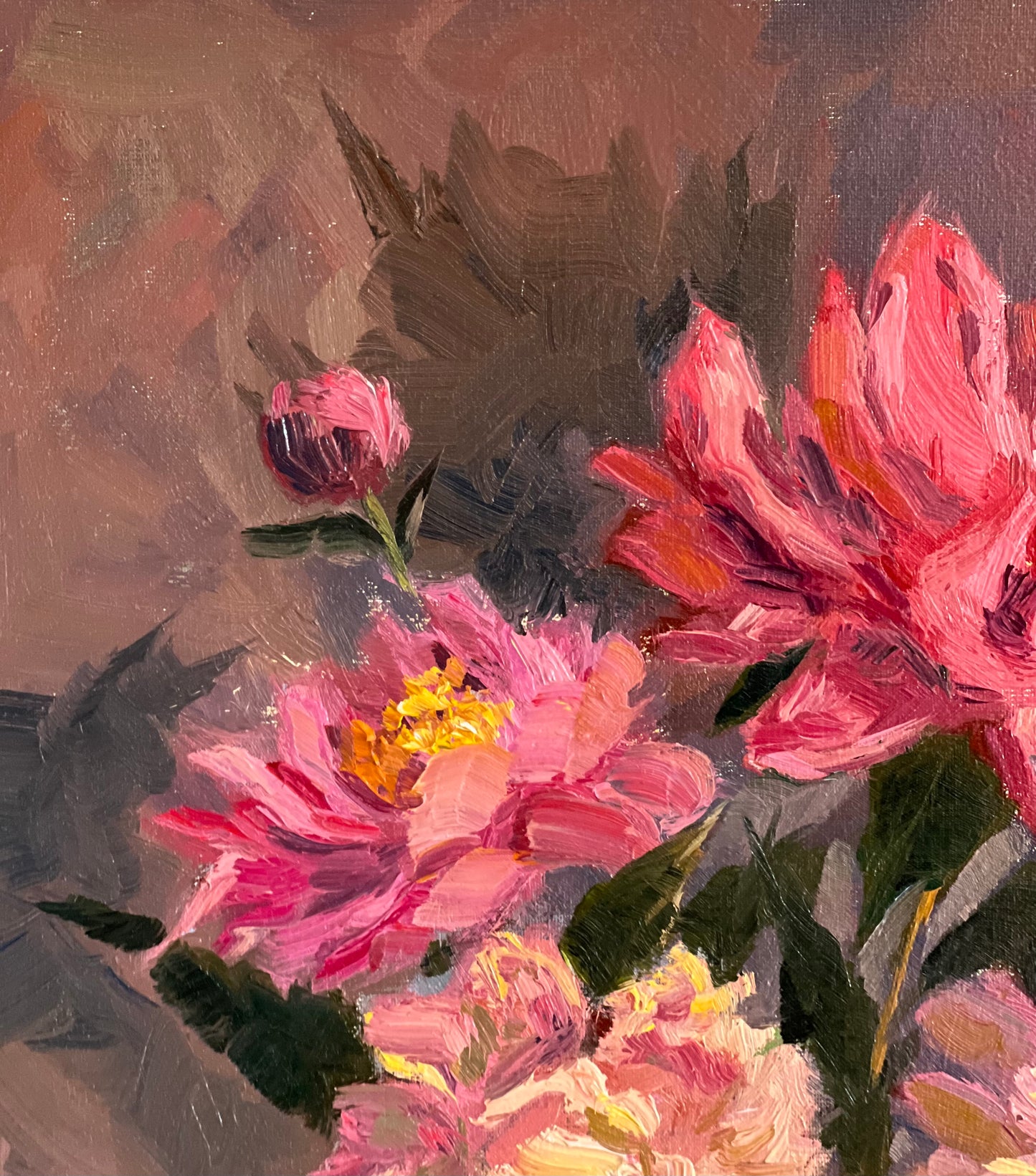 A fine pink quartet!  - Original Oil Painting of Flowers