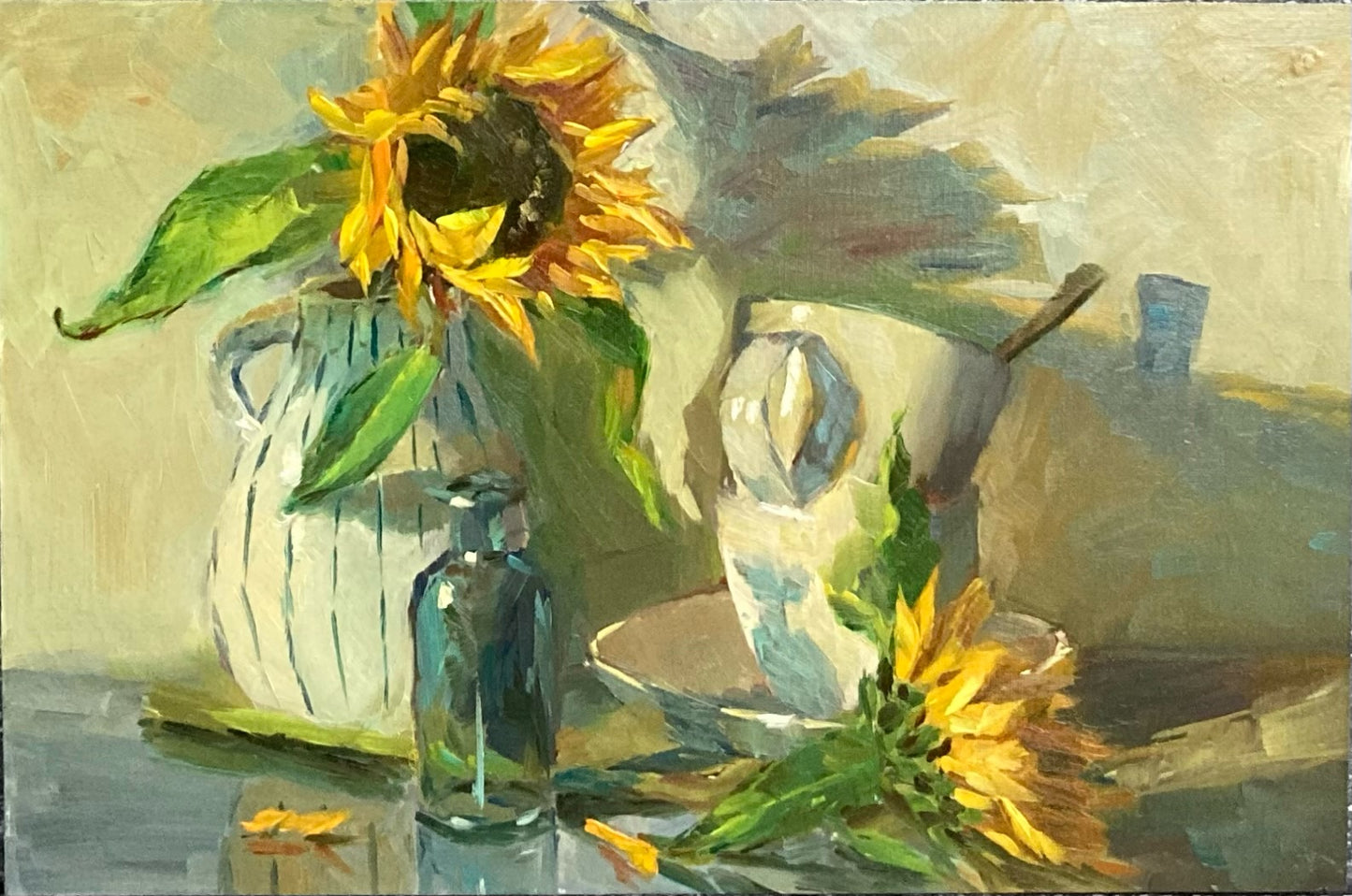 Sunflower Series 25 - Original Stilllife Painting, 12 by 8 inches