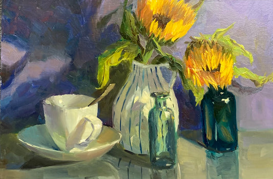 Sunflower Series 19 - Original Stilllife Painting, 12 by 8 inches