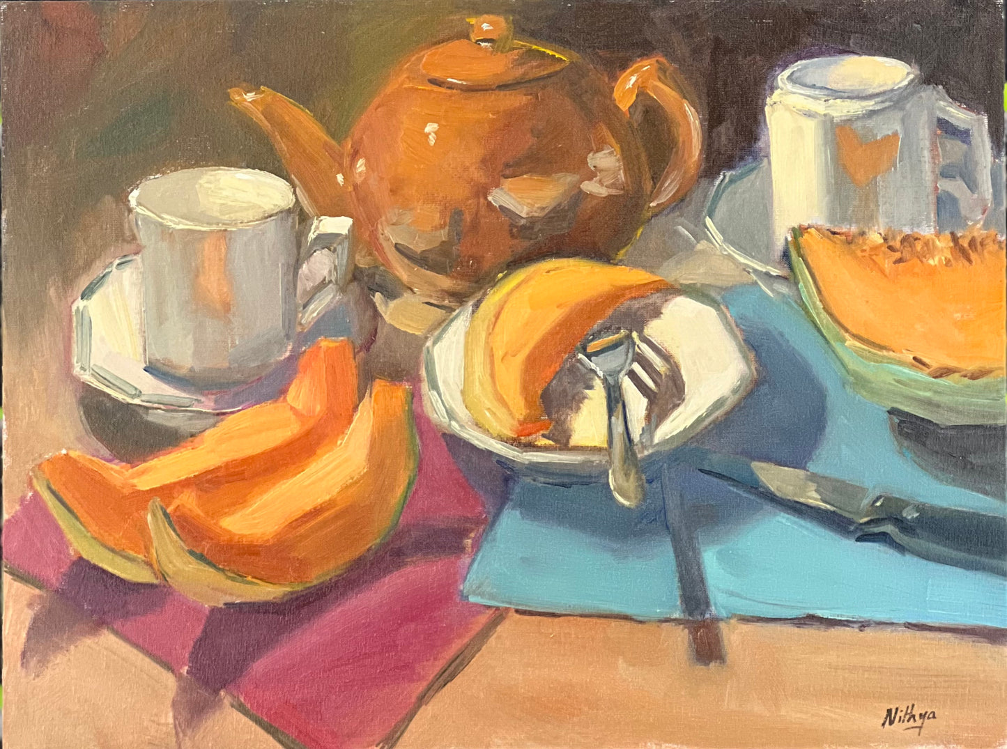 Large Still Life - Cantaloupes and Tea