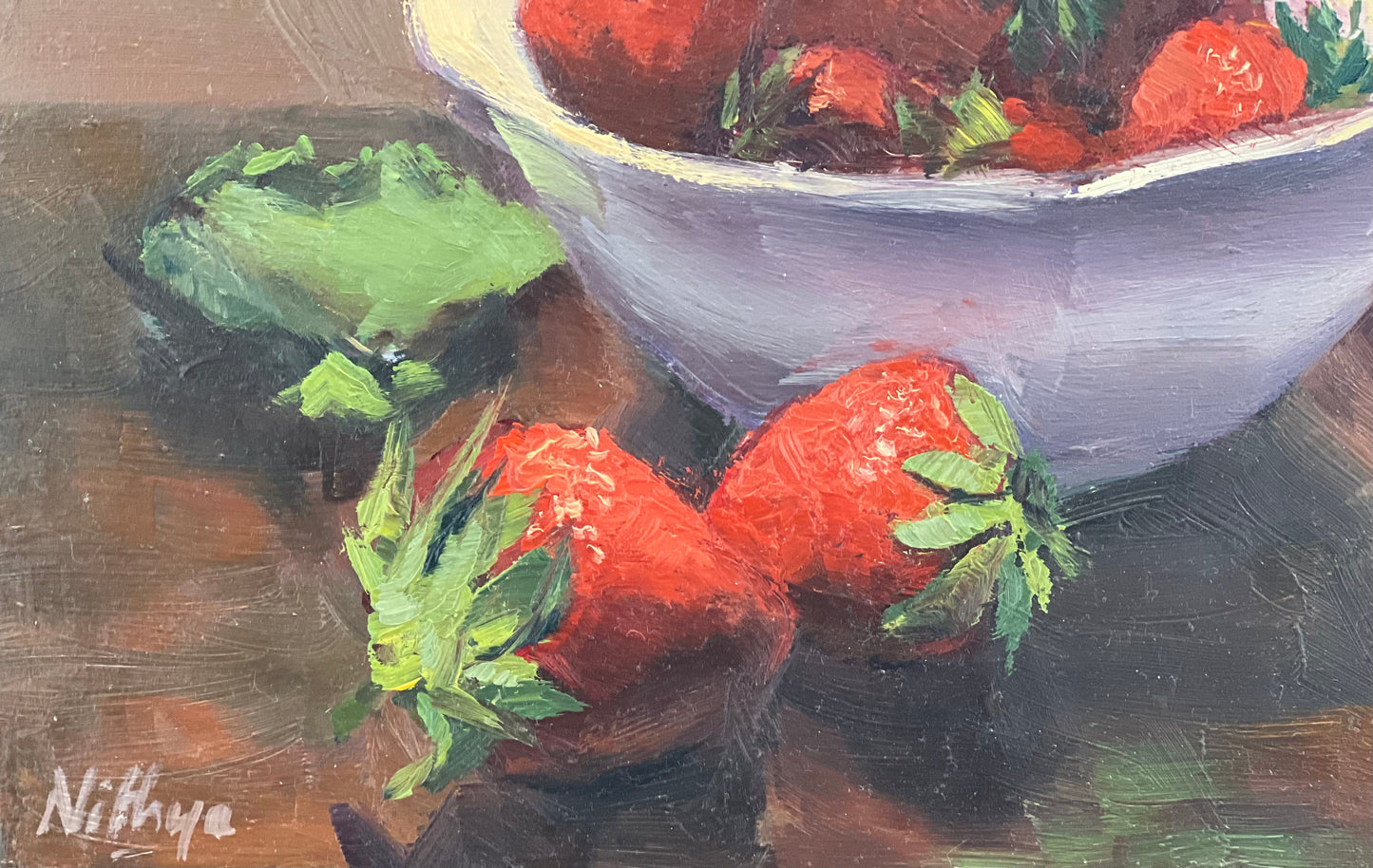 Still Life oil painting - Strawberries and Cream!