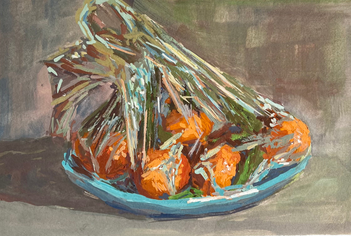 Gouache Painting - Oranges in a Bag
