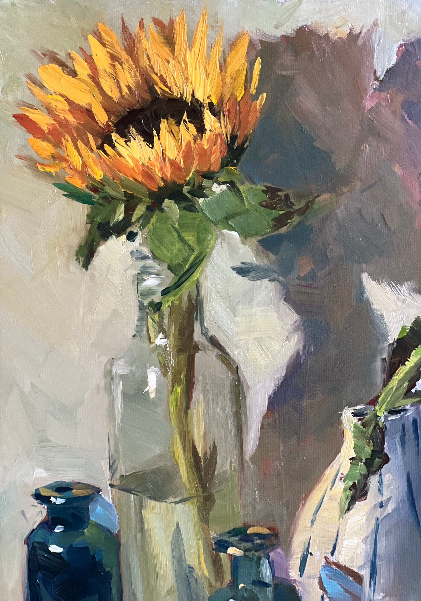 Sunflower Series 11 - Original Stilllife Painting, 8 by 12 inches