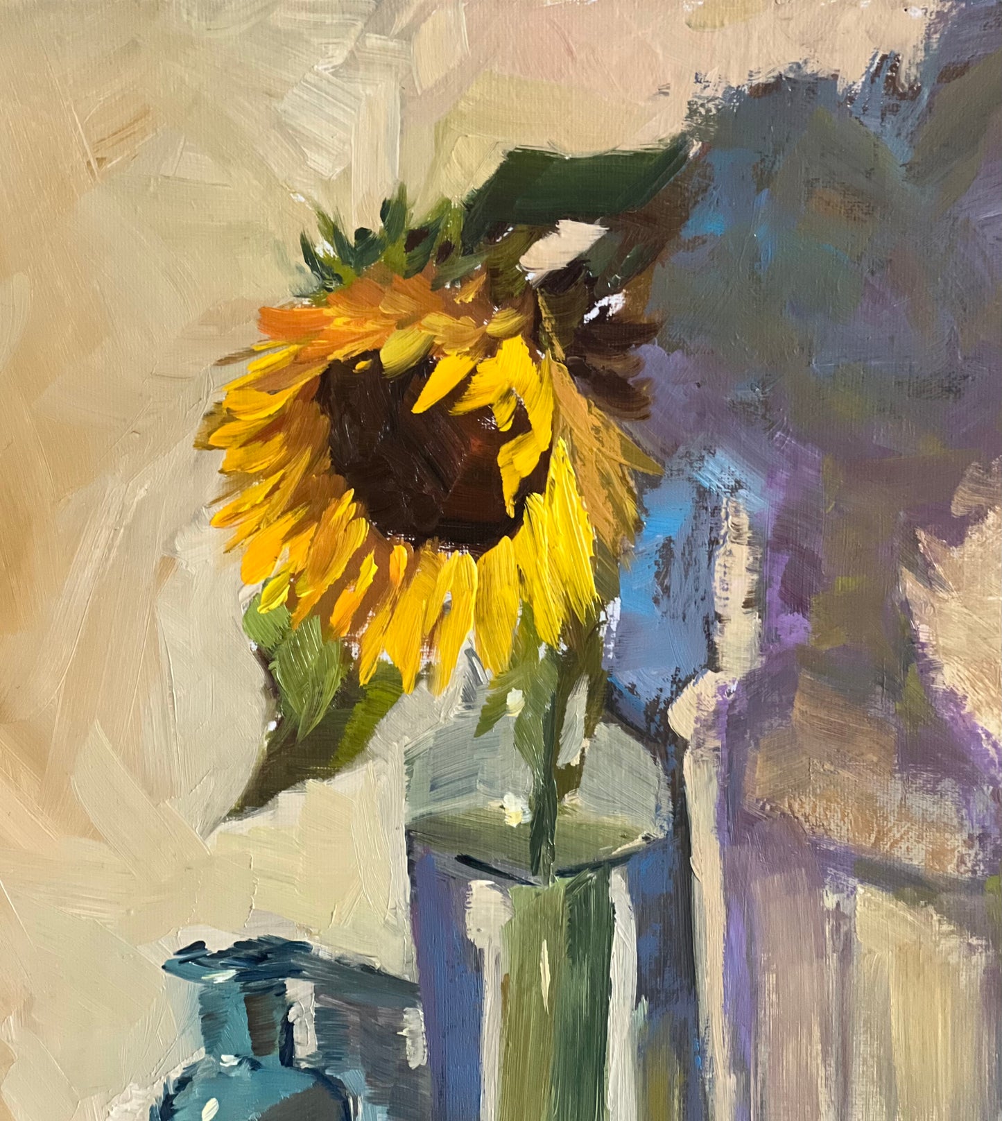 Sunflower Series 6 - Original Stilllife Painting, 8 by 12 inches