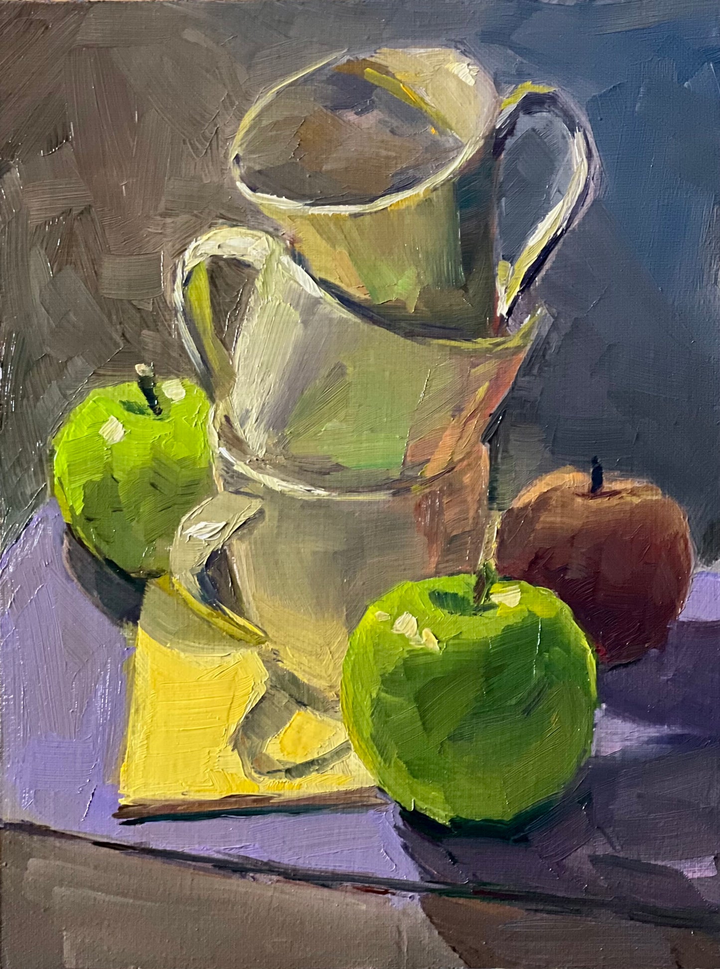 Spotlight Apples - Small Original Oil Painting