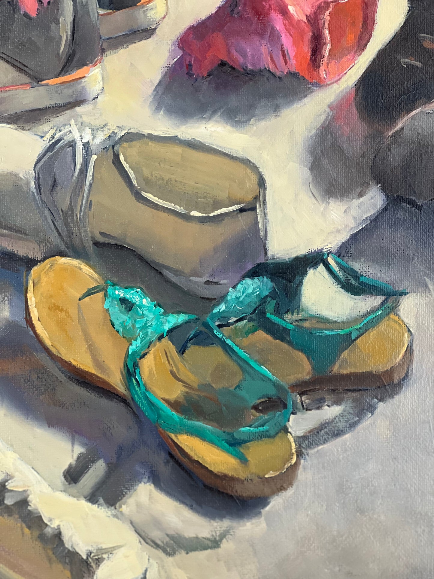 Shoes and stories - Large Oil Painting