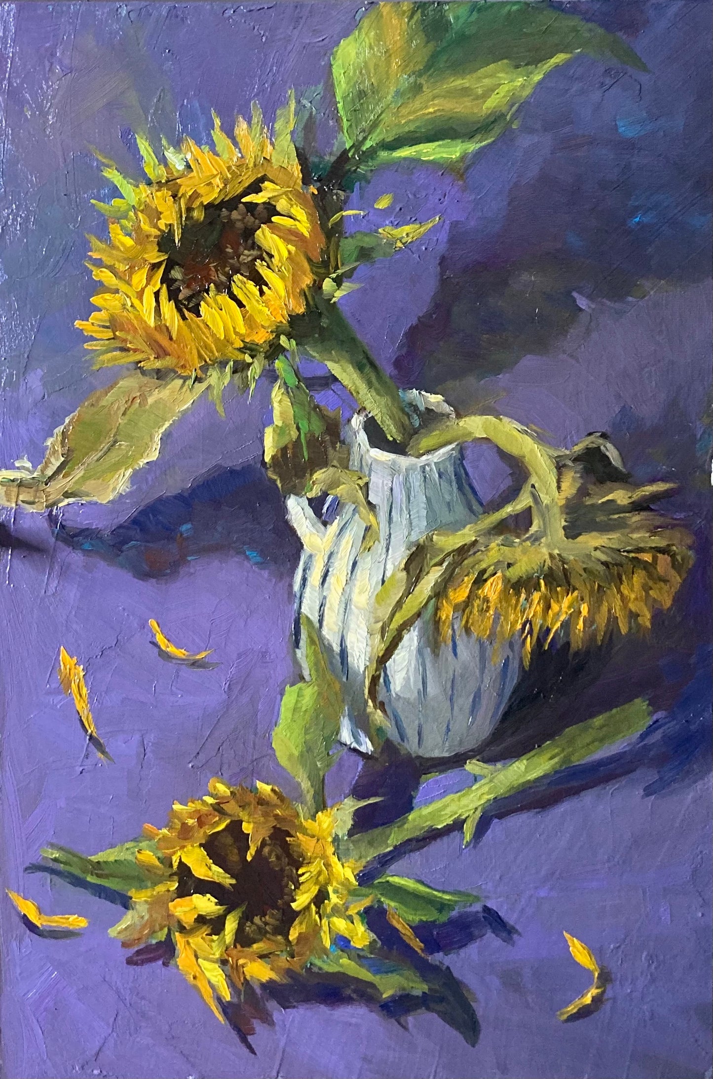 Sunflower Series 26 - Original Stilllife Painting, 8 by 12 inches