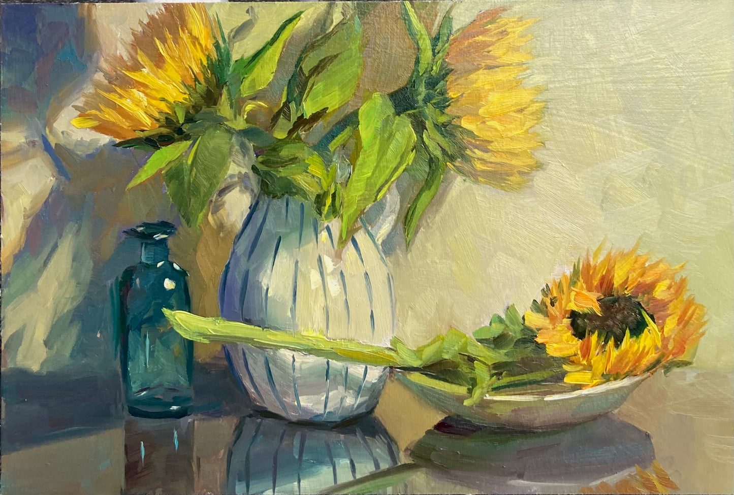 Sunflower Series 18 - Original Stilllife Painting, 12 by 8 inches