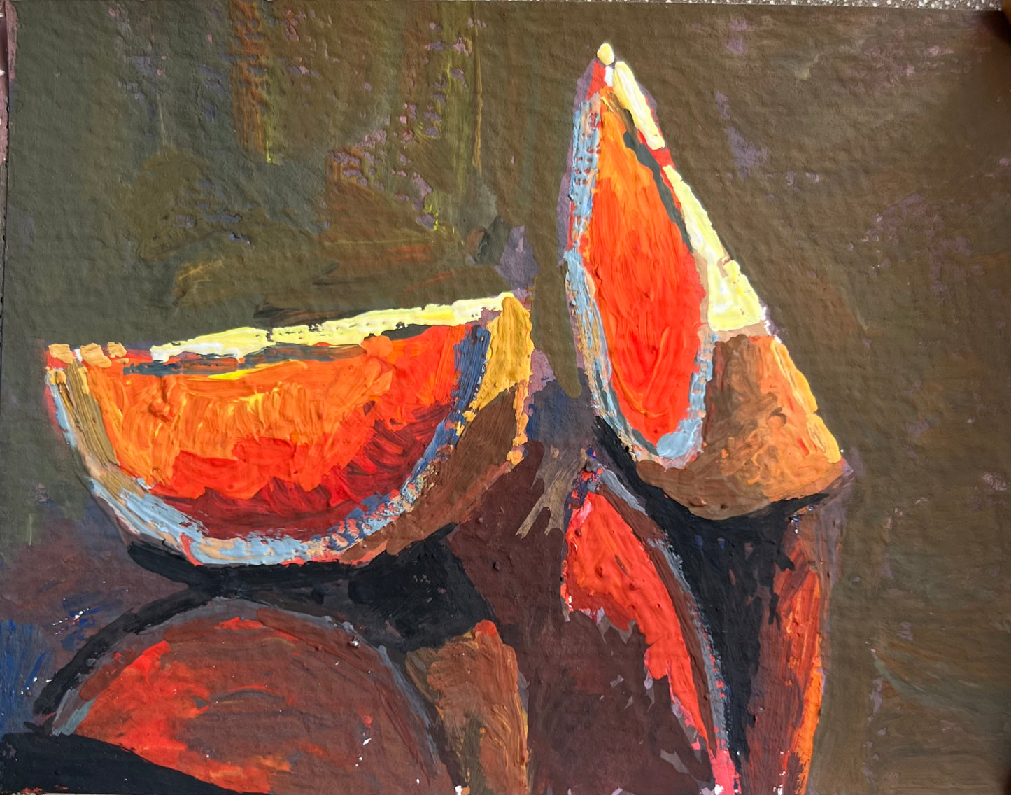 Mini Gouache Painting - Sunlit Grapefruit Slices