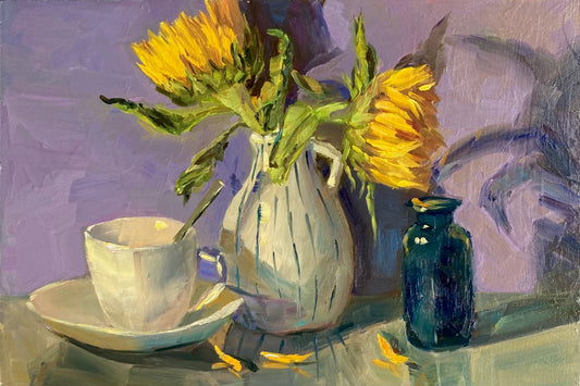 Sunflower Series 20 - Original Stilllife Painting, 12 by 8 inches
