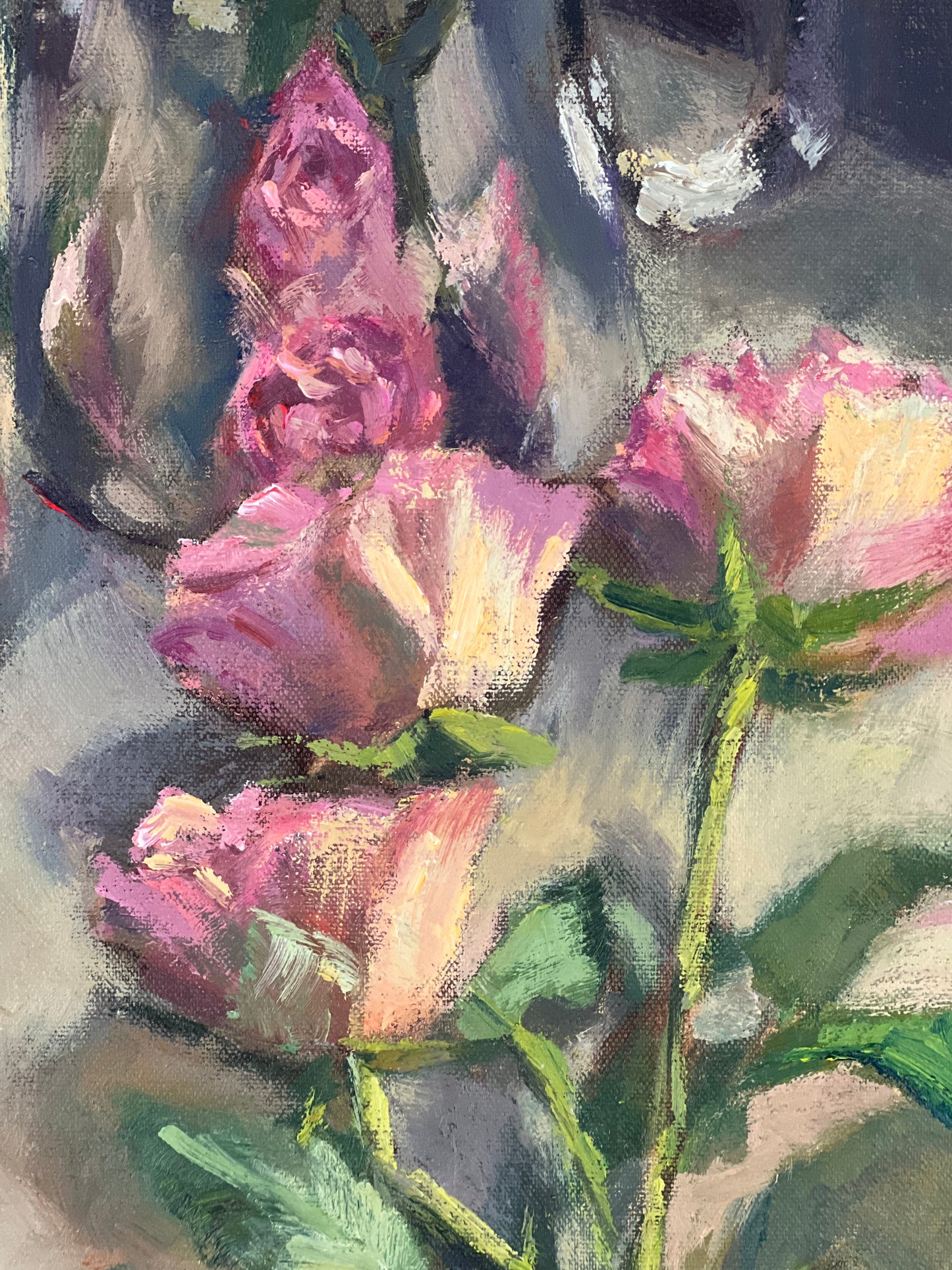 Roses and Reflections - Original Oil Painting