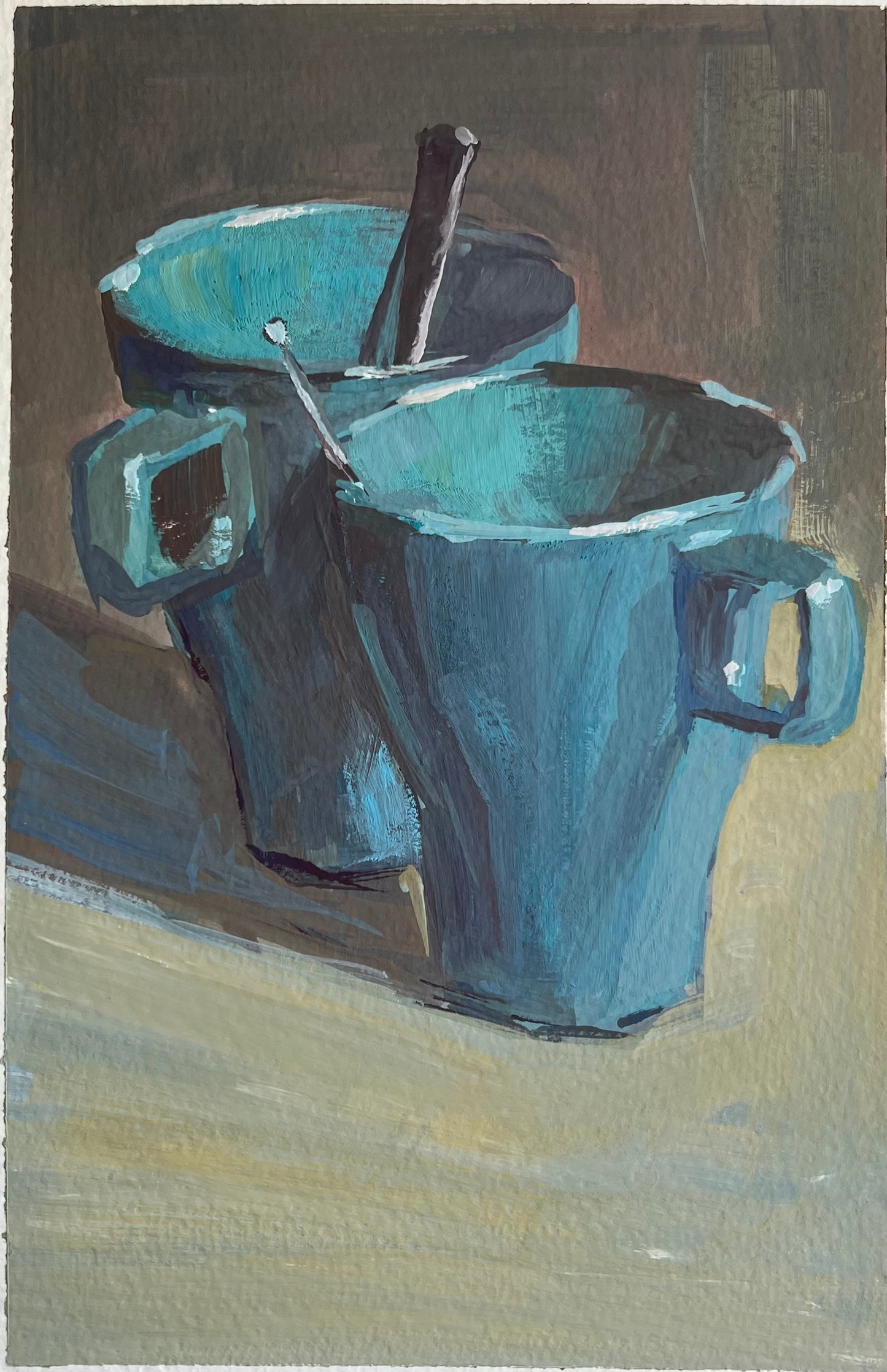 Coffee mugs in gouache