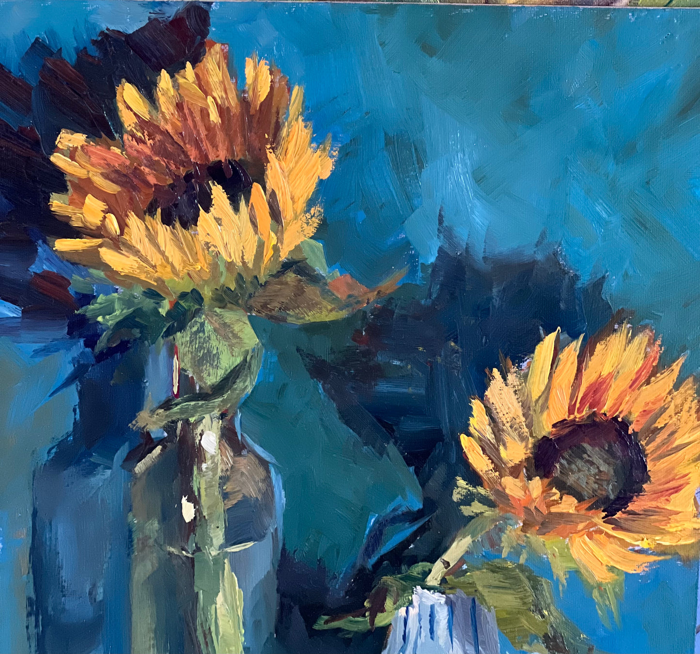 Sunflower Series 10 - Original Stilllife Painting, 8 by 12 inches