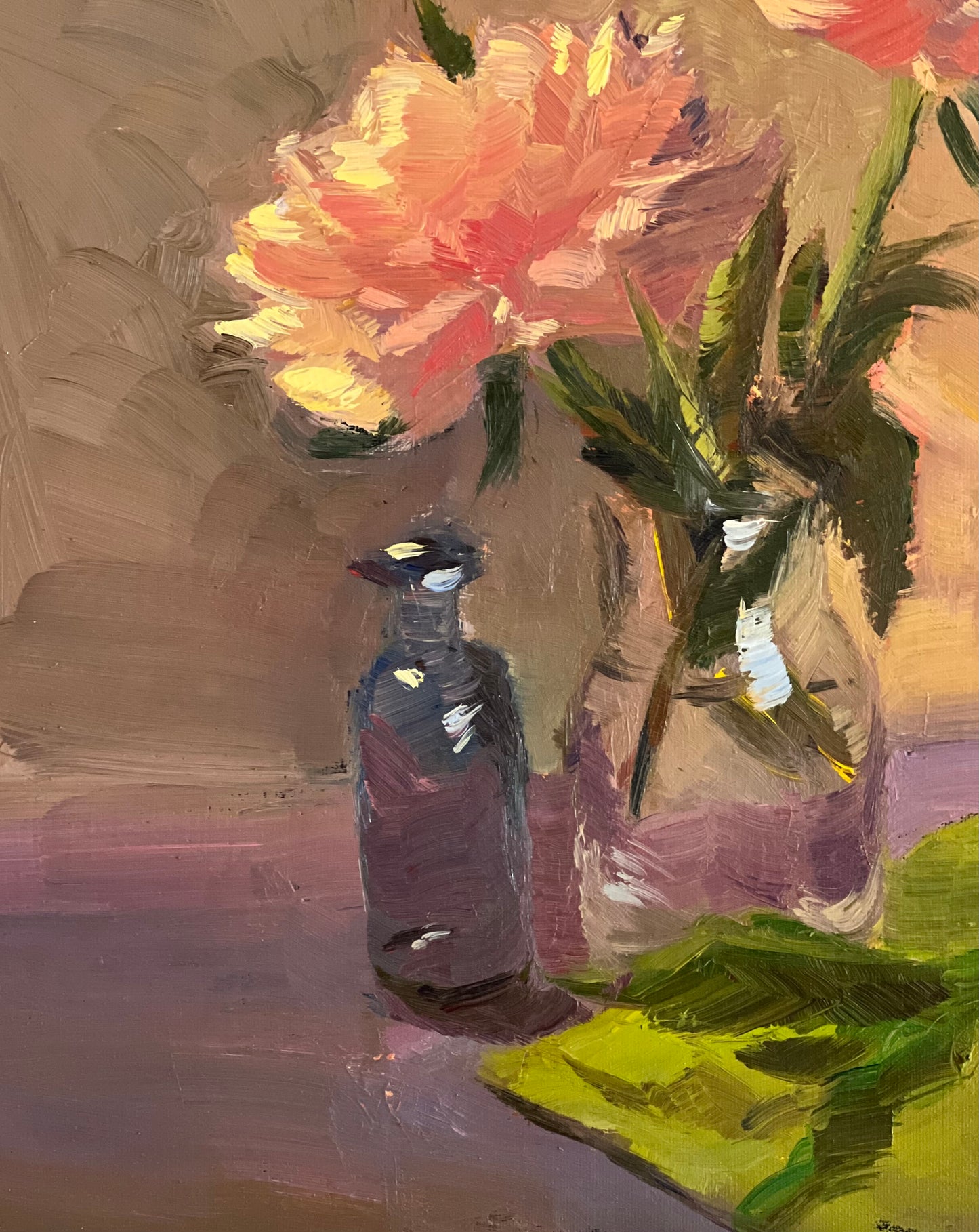 Spotlight Peonies - Original Oil Painting of Flowers