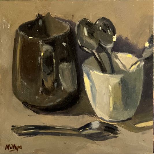 Small  Oil Painting - Black and White Series - 2