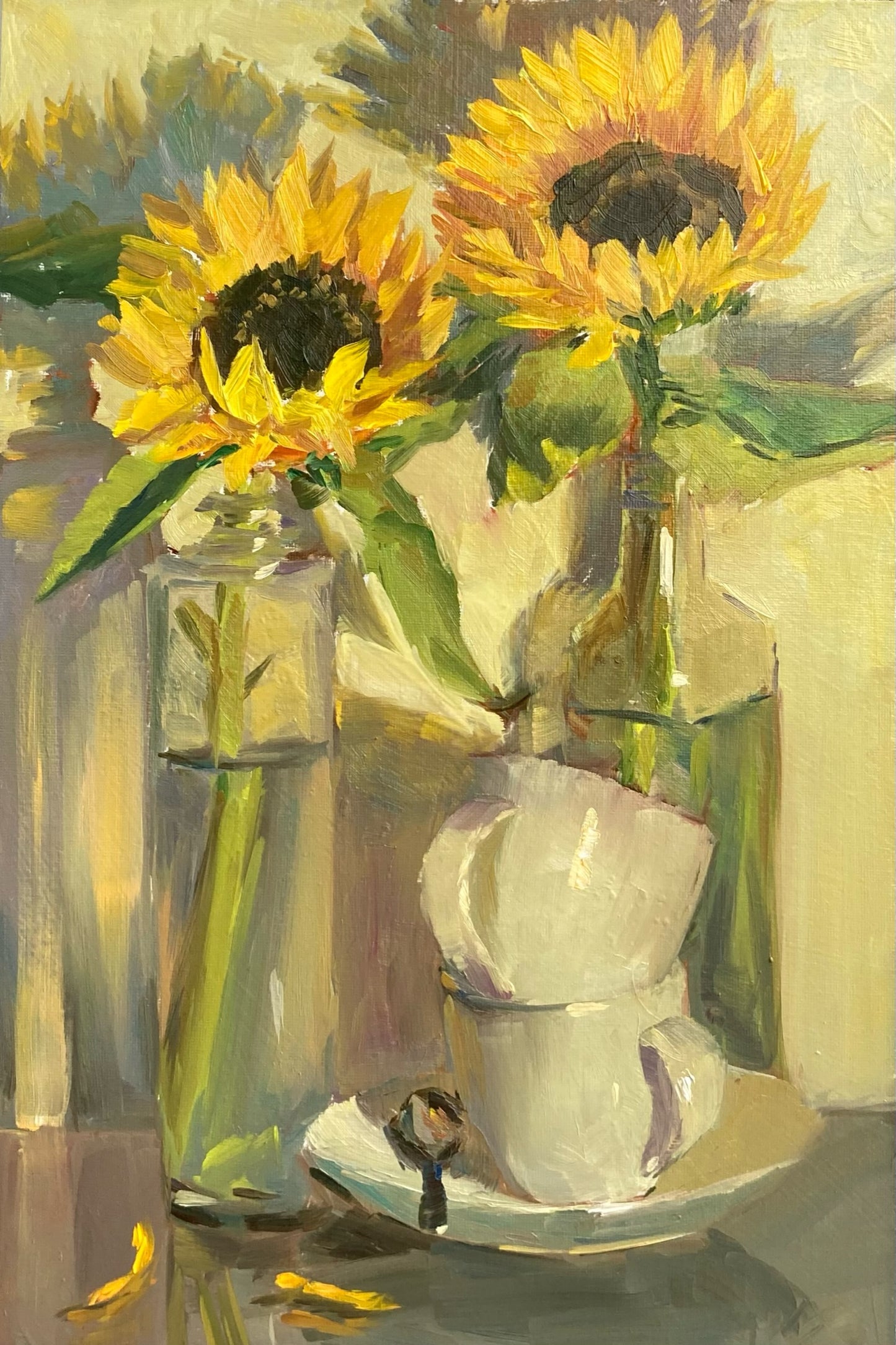 Sunflower Series 24 - Original Stilllife Painting, 8 by 12 inches
