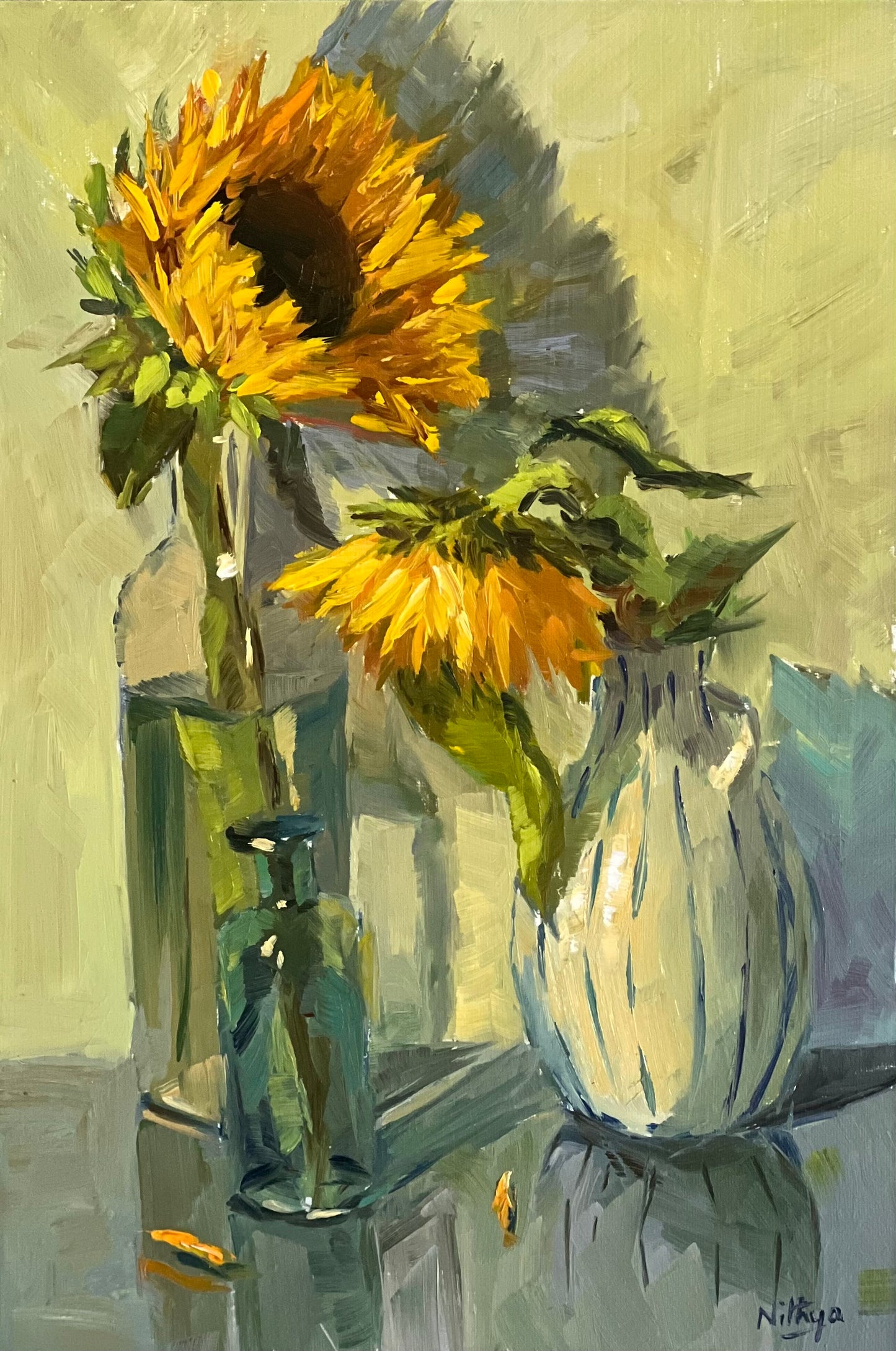 Sunflower Series 8 - Original Stilllife Painting, 8 by 12 inches