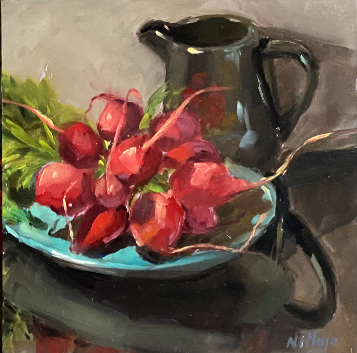 Small Painting - Radishes and reflections