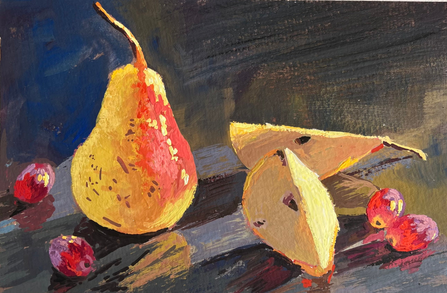 Gouache Painting - Pears and Grapes