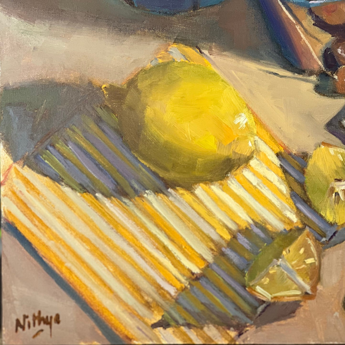 Lemon and tea! - Large Still Life Oil Painting