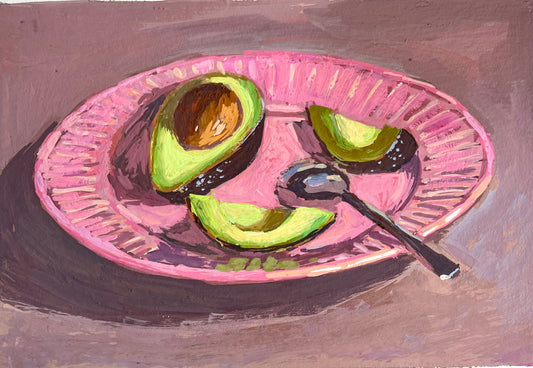 Gouache Painting: Avocados on Pink
