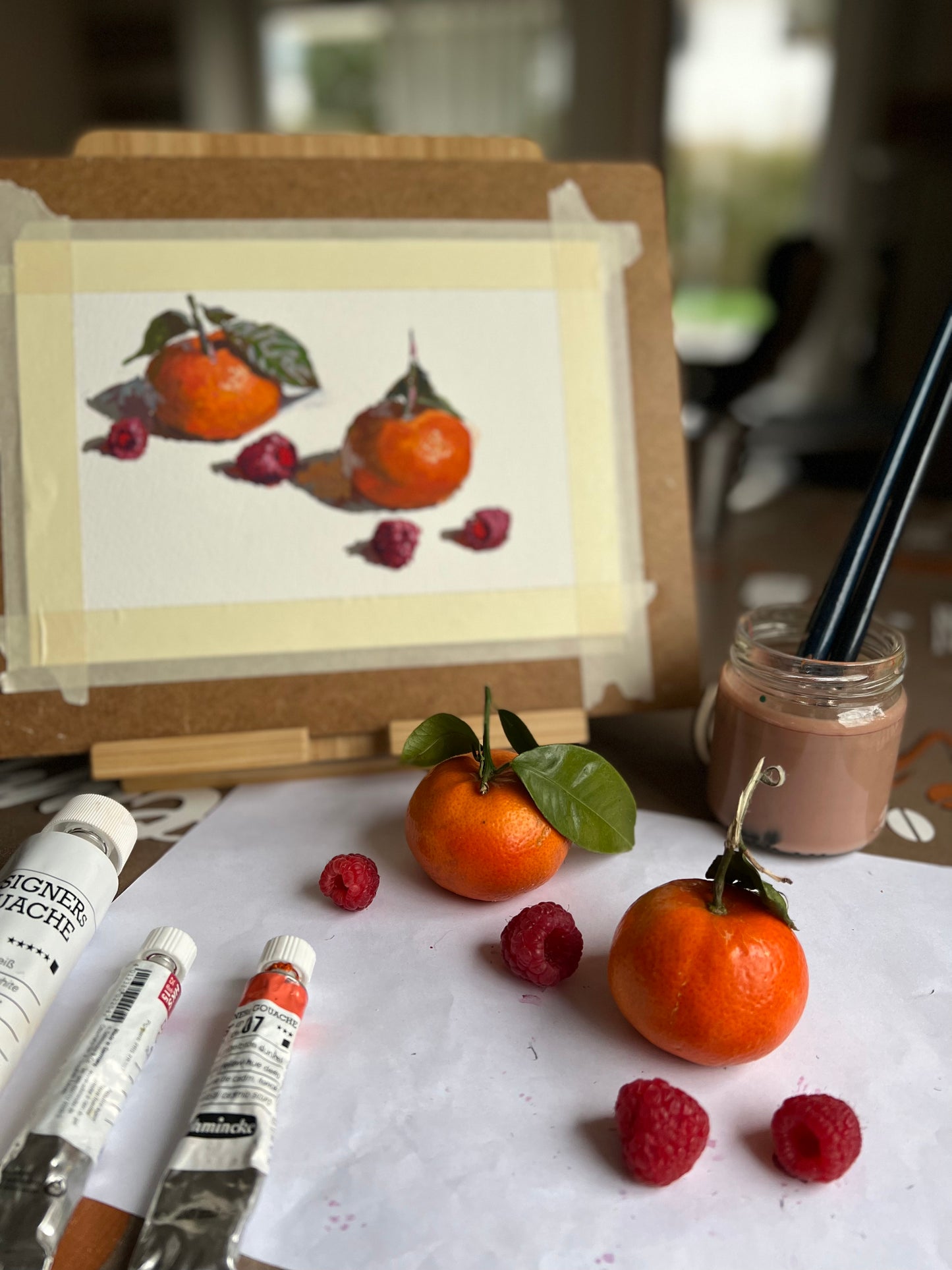 Gouache Painting - Oranges and Berries