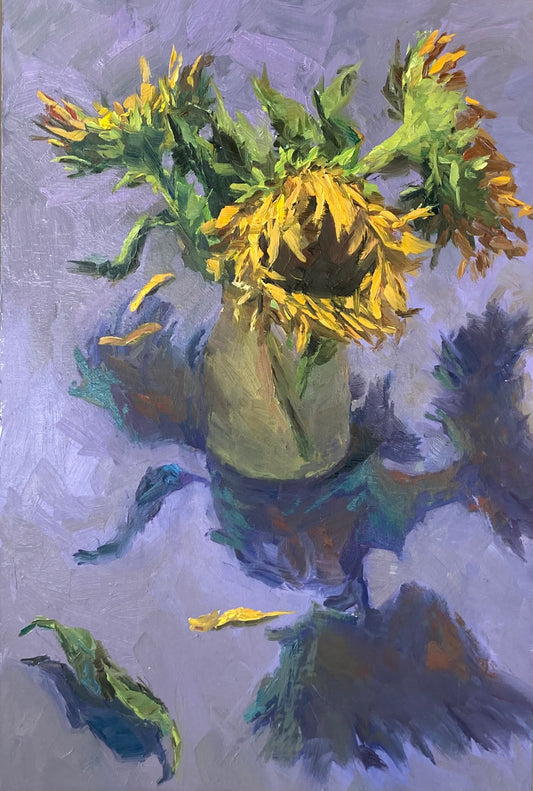 Sunflower Series 13 - Original Stilllife Painting, 8 by 12 inches