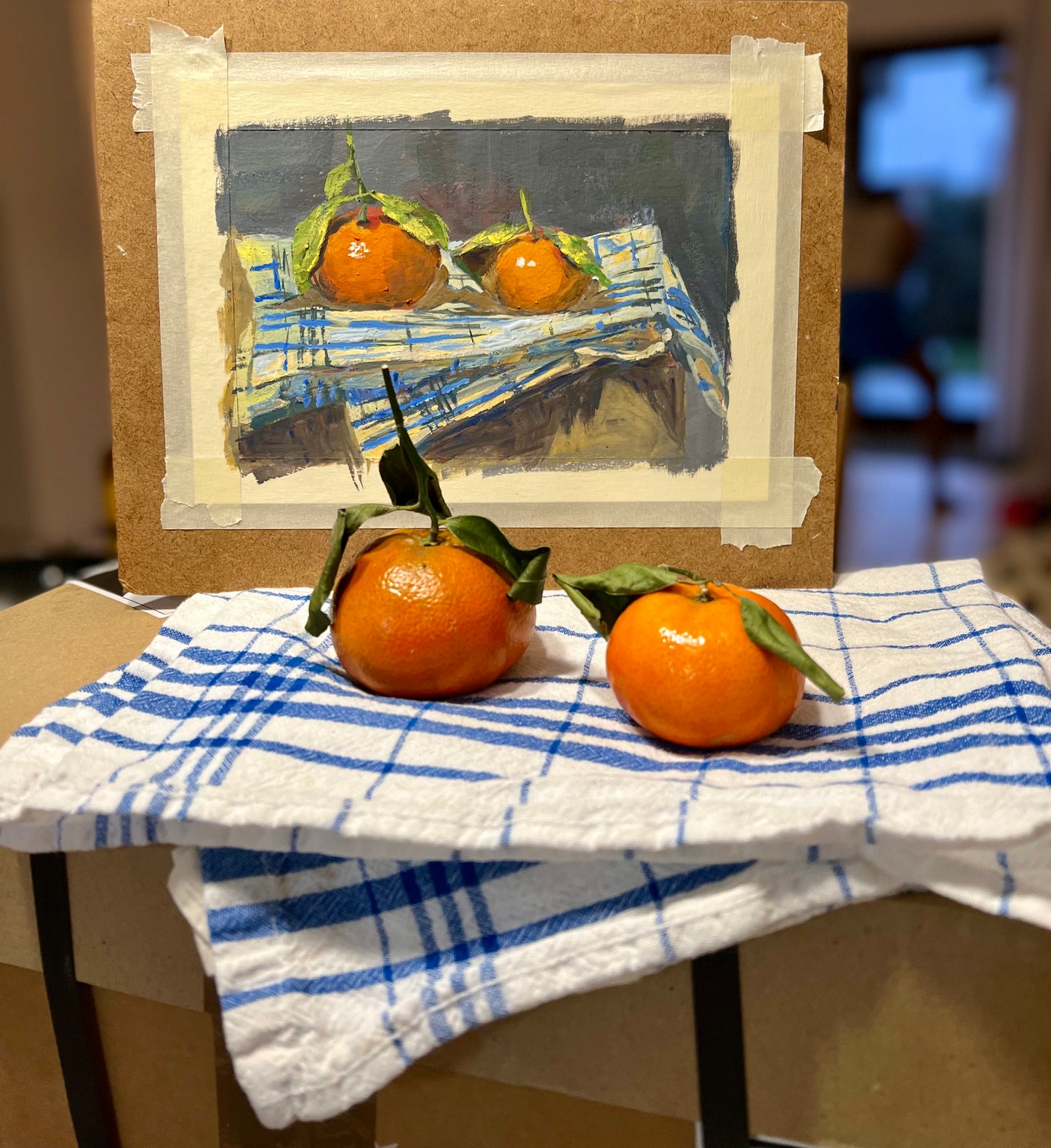 Gouache Painting - Oranges and Stripes