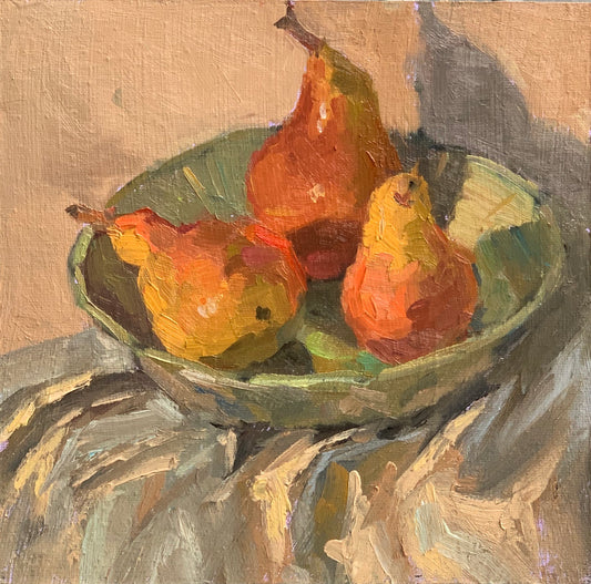 Pears on white - Original Oil Painting