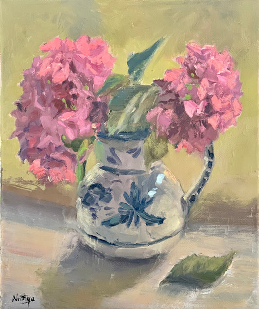 Floral oil painting - Hydrangeas from my garden!