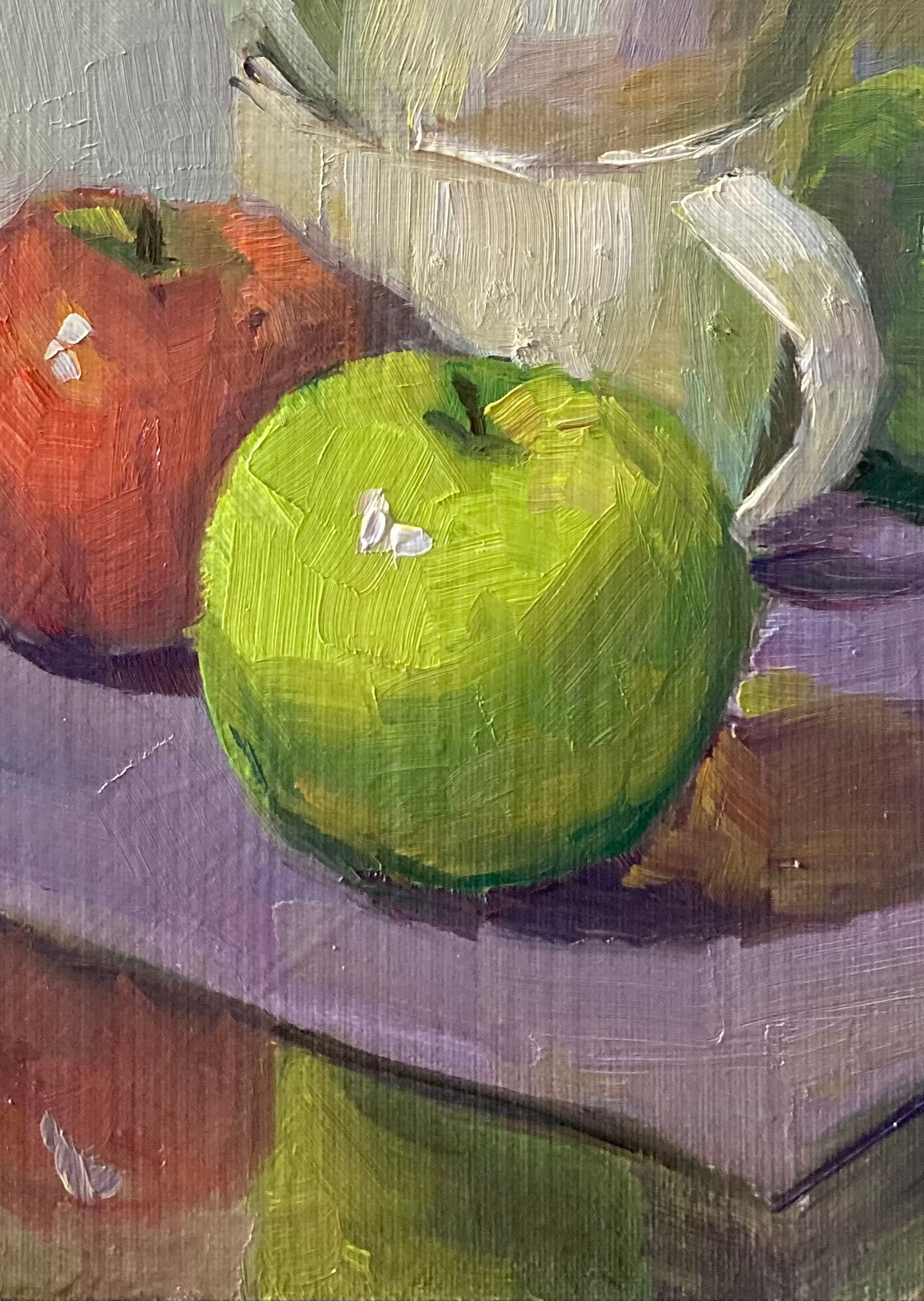 Green and Red Apples 2 - Small Original Oil Painting