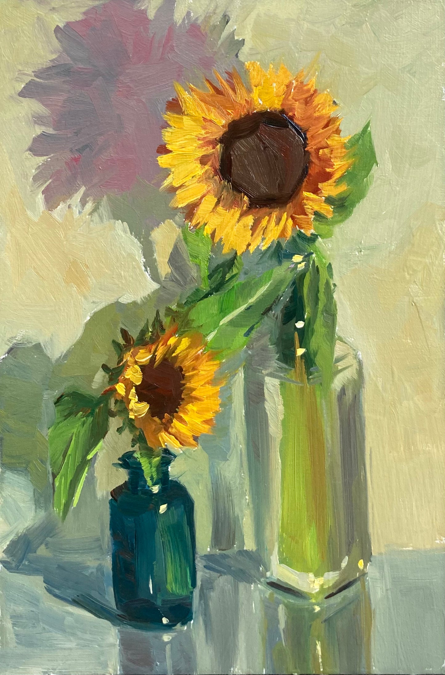 Sunflower Series 3 - Original Stilllife Painting, 8 by 12 inches