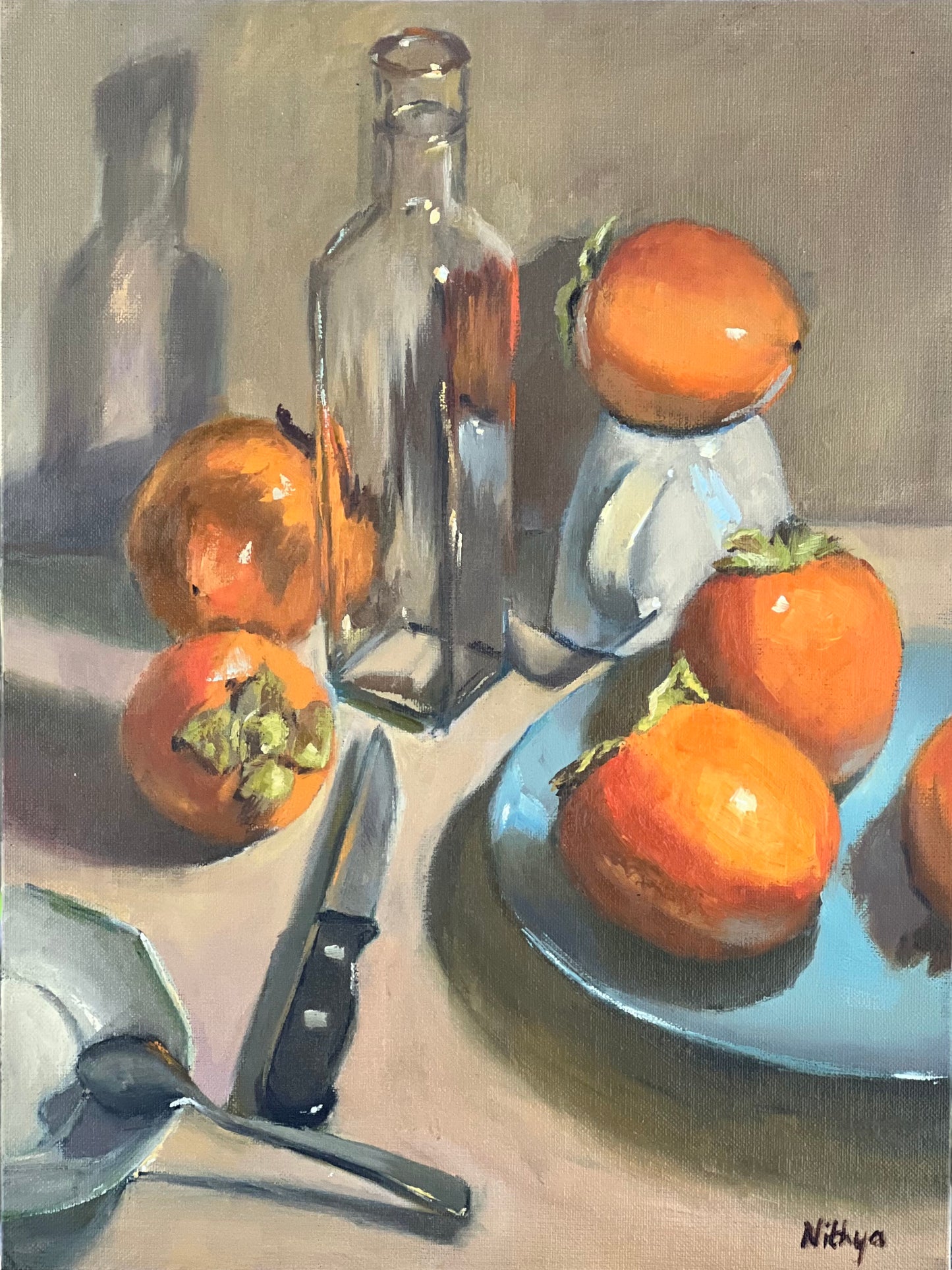 Large Still Life Painting - Persimmon Party!