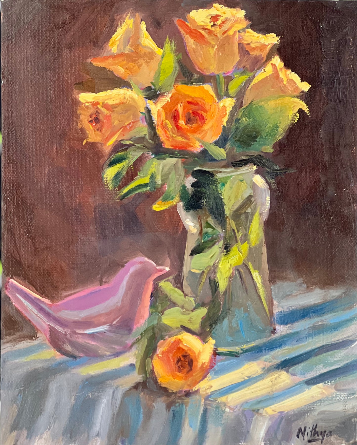 Morning Roses - Original Oil Painting