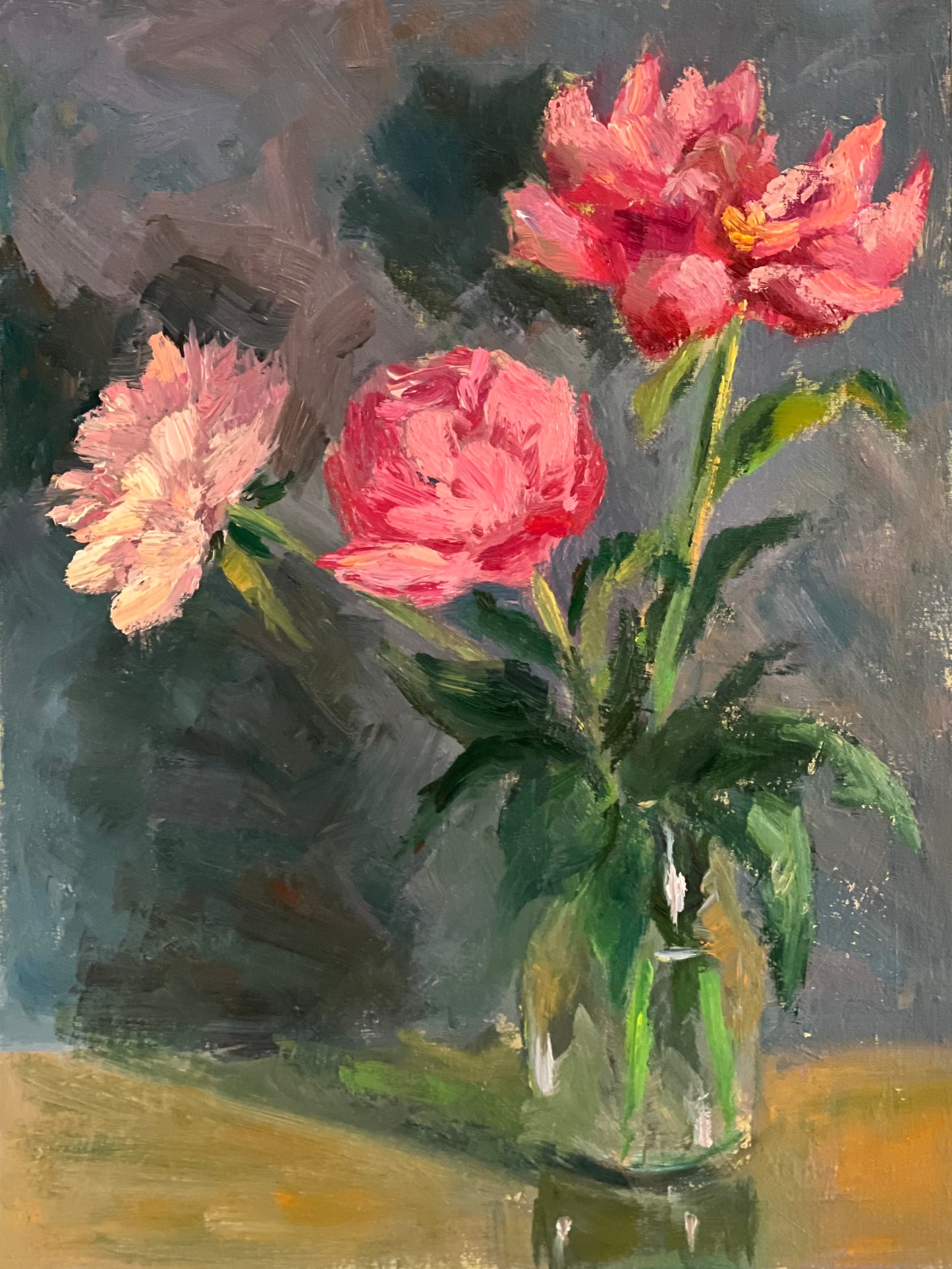 All pink!  - Original Oil Painting of Peony Flowers